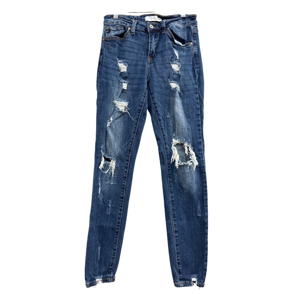 KanCan Womens Distressed Skinny Jeans Size 28 Blue Denim